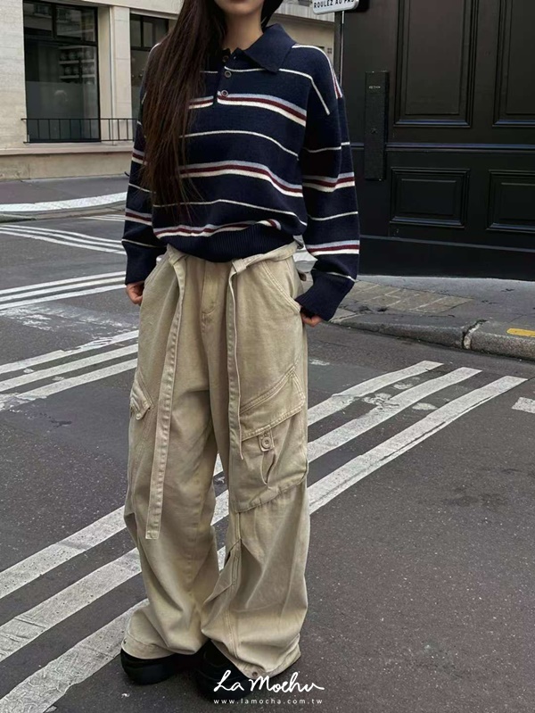 寬綁帶水洗工作褲(男女款)